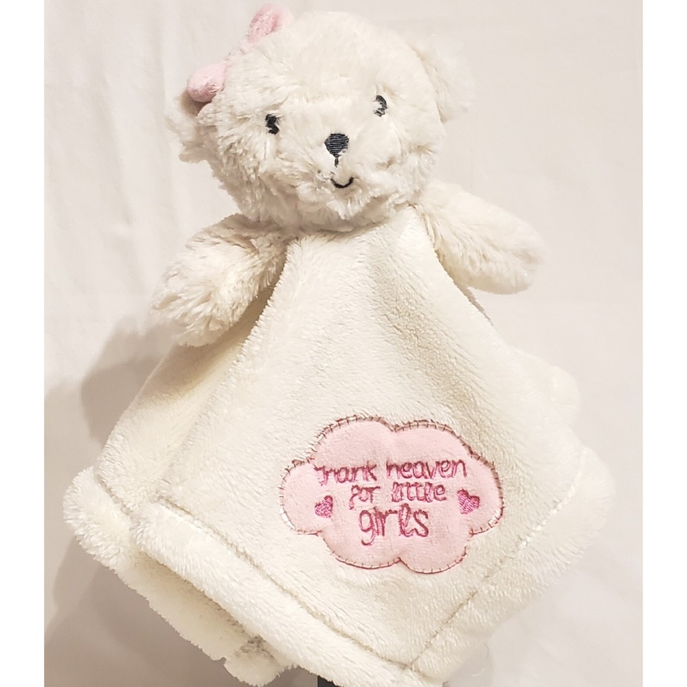 Baby Gear Lovey White Bear Pink Bow‎ Girls Fleece Baby Security Blanket  Plush